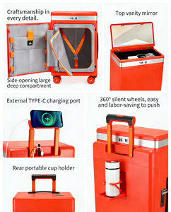 กระเป๋าเดินทางพรีเมียมสุดหรู ขนาด 20 นิ้ว พร้อมกระจกแต่งหน้าพับได้ ดีไซน์หลายช่อง  มีสินค้าในสต็อก  ล้อลากคุณภาพสูง - Product Image 3