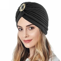 Chapeau turban plissé orné d'alliage chapeau ethnique indien couvre-chef église mariage voile casquette pour femmes dames