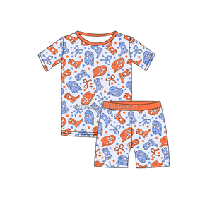 Vente de gros Ensemble de pyjamas pour enfants en bambou et viscose personnalisés pour bébés Chemise courte pour enfants Pantalon 2 Pic Vêtements de nuit d'été pour tout-petits - Product Image 4