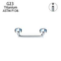 Piercing G23 en Titane à Filetage Interne avec Surface en Cristal, Barbell, Ancrage Dermal, 14G, Micro-Piercings, Bijoux Corporels