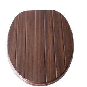 Asiento <span class=keywords><strong>de</strong></span> inodoro con ranura <span class=keywords><strong>de</strong></span> MDF, lámina <span class=keywords><strong>de</strong></span> PVC <span class=keywords><strong>de</strong></span> grano <span class=keywords><strong>de</strong></span> madera, cierre suave - Product Image 1