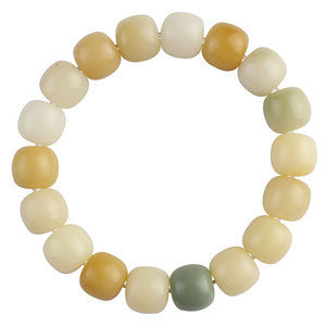 Milk Yellow Aged Seed Weathered White Jade Bodhi Root <b>Bracelet</b> 18 Beads Ball Shape Ethnic Style Religious Ceremony Jewelry - Product Image 5