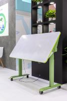 Bureau Mobile Moderne FlexFit 3-en-1 en Acier Inoxydable avec Tableau Blanc Inclinable 0-90°, Poste de Travail, Charge 100kg, Roulettes Silencieuses pour