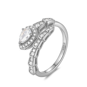 Luxury Serpent Wrap Pear Cut Moissanite 925 Sterling <b>Silver</b> Open <b>Adjustable</b> Stackable Statement Women Engagement Promise <b>Ring</b> - Product Image 2