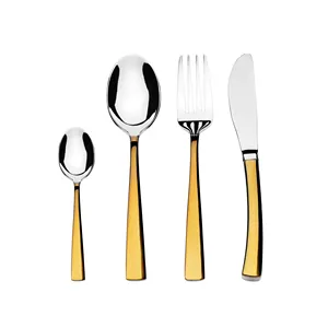 Luxury 24k Real Gold Flatware Set Tableware Handled Stainless Steel In Nice Box As Perfect Present