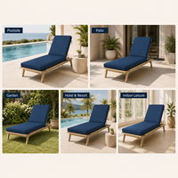 Coussin de chaise longue d'extérieur avec attaches, imperméable, lavable, mousse haute résilience, coussin de remplacement personnalisé