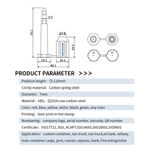 Jcbs601 chống làm xáo trộn dùng một lần bảo mật cao <span class=keywords><strong>Bullet</strong></span> container chì Bolt con dấu cho xe tải container Cửa Khóa con dấu - Product Image 2