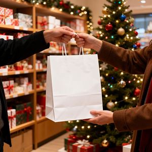 Bolsas de Regalo de Papel Blanco con Asas para Navidad, Fiestas de Cumpleaños, Recuerdos, Bolsitas Pequeñas de Kraft para Galletas, Dulces, Joyería - Product Image 6