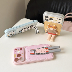 เคสโทรศัพท์หนังน่ารักลายลูกสุนัขพร้อมสายคล้องมือสำหรับ iPhone 17 16 15 14 Pro Max  พร้อมตุ๊กตาแมว ที่วางโทรศัพท์ แหวน และที่จับรูปนกฮูก - Product Image 3