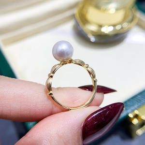 Base para Anillo de Perlas DIY de Plata S925 con Cuentas Redondas de 8-10 mm, Accesorios de Joyería de Moda 10010 - Product Image 1