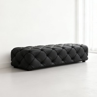 Pouf carré en cuir véritable de style américain, luxe léger, rembourrage en éponge haute densité, pour salon et chambre à coucher