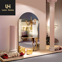 Table d'entrée de luxe en miroir portugais, salon de villa en métal en laiton, console décorative d'entrée familiale