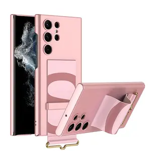 Für Galaxy S24 S23 Ultra INS-Stil Damen Mädchen Telefonetui mit Lederkranzband für Samsung S24 Kunststoff-Schutzhülle