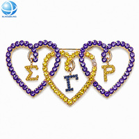 Broche en forme de fleur pour sororité avec cristal blanc, épingles de revers en alliage personnalisables avec lettres grecques pour Sigma Gamma Rho