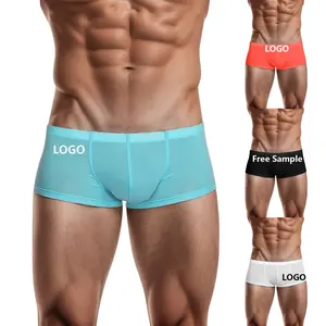 Men Ice Silk Boxers Seamless Solid Color Briefs Underwear Seamless Short Panties Elastic Intimates Boxershort