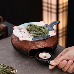 Diffuseur d'huiles essentielles créatif en céramique en forme de chat, pour thé au cèdre torréfié, four à pâtisserie, essentiel pour la maison - Product Image 2