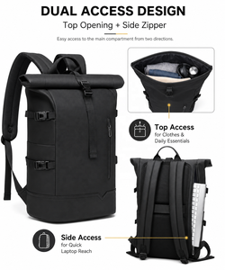 Mochila Roll Top EURCOOL OEM para Homens, Impermeável, Expansível, para Laptop, Antifurto, USB, Nylon, Design Casual - Product Image 2