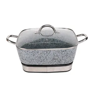Electric Multi Cooking Pot Detachable Deep Square Frypan for Sale Outdoor OEM Tempered Glass Electric Non Stick Hot Pot 1500 220