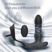 Nouveau Vibrateur Anal Vibrant avec Anneau Pénien, Machine de Massage de la Prostate, Vibrateur Plug Anal à Poussée pour Hommes et Femmes, Jouets Sexuels Anaux