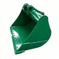 Godet de nettoyage de fossés pour pelle hydraulique 20T, à bande de guidage boulonnée, sans dents, godet courbé, jaune ocre