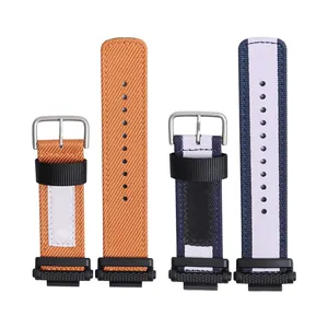 Factory Wholesales 2 Piece of Nylon Leather Watch Bands 18mm 20mm 22mm Nylon Wrist Watch Straps for casio