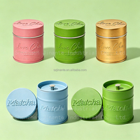 Boîte en étain ronde personnalisée de 30-50g avec logo en relief, double couvercle hermétique, qualité alimentaire, pot de voyage pour thé matcha, café, poudre de cacao, coffret cadeau