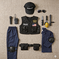 Kit de Mission Tactique SWAT pour Enfants – Ensemble de Costumes Professionnels 9 Pièces pour Garçons et Filles – Équipement de Fête d'Halloween en Plein Air