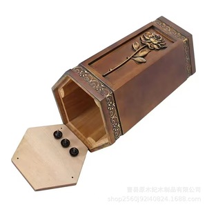 Urna Cilíndrica de Madera Maciza para Rosas, Suministros Funerarios Personalizados - Product Image 3