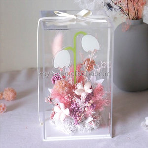 Petit présentoir moderne personnalisé en acrylique transparent avec couvercle support à fleurs pour boîte cadeau neuf roses - Product Image 4
