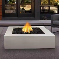 Brasero de Acero Decorativo con Luz LED, Color Negro, 18" de Alto x 36" de Ancho, para Exteriores, a Gas