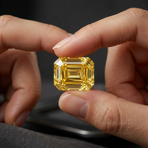 AURALUXURIA LG14 Diamant de laboratoire certifié IGI, jaune vif fantaisie, taille émeraude, VVS, pierre lâche personnalisée pour la fabrication de bijoux - Product Image 2