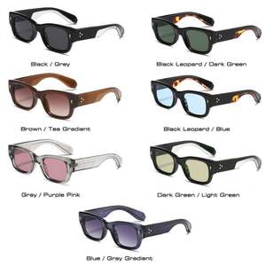 Lunettes de soleil carrées UV400 personnalisées, style vintage, rivets, jambes larges, punk, bicolores, pour hommes et femmes - Product Image 3