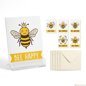 การ์ดอวยพรลายผึ้ง "I Bee-leaf in You" แบบกำหนดเอง หนา 300 แกรม สำหรับให้กำลังใจ - Product Image 3