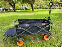Chariot de plage pliable en acier inoxydable, grande capacité, multi-usages, durable, avec table