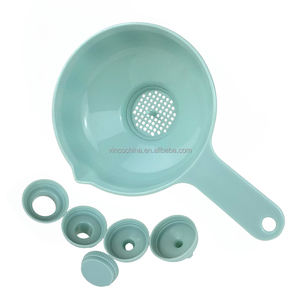 Plástico boca larga cozinha funis com destacável 4 tamanhos diferentes bico e coador - Product Image 6