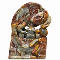 Figurine de dragon sculptée à la main en pierre savonneuse, statue décorative Feng Shui pour la richesse, pour la maison, le bureau, la bibliothèque, collection de cadeaux de culture chinoise