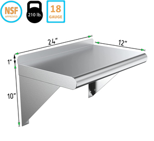 Giá Kim Loại Nhà Hàng Kệ Thép Không Gỉ 12X36 <span class=keywords><strong>Inch</strong></span> 250 Lb Giá Treo Tường Nổi - Product Image 6