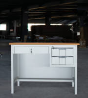 Meuble de bureau en acier démontable, structure métallique et plateau en bois, table d'ordinateur en métal de haute qualité avec tiroir pour l'école