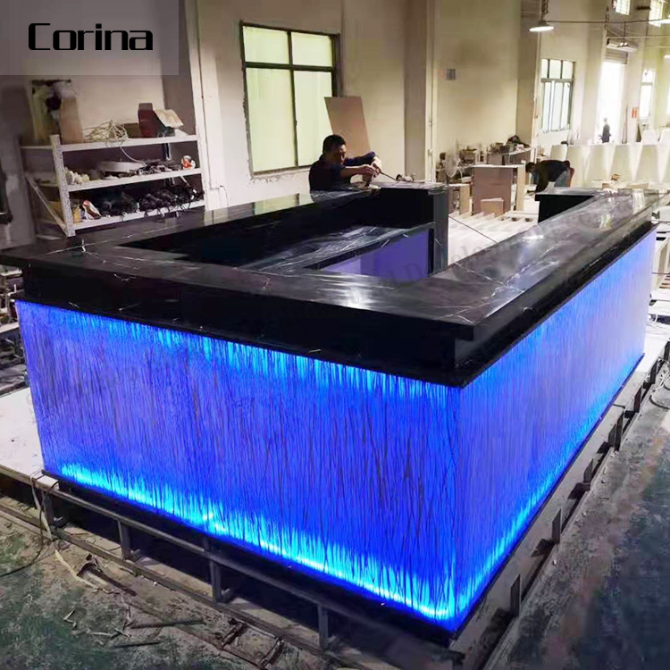 Corina De Luxe moderne de surface solide acrylique comptoirs de bar comptoir commercial A MENÉ LA table de barre