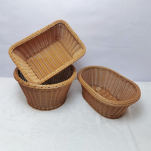 Woven Rattan Storage Basket Rectangle Handmade Food Container Fruit Platter Desktop Snack Basket <b>Vegetable</b> Basket Supermarket - Product Image 1
