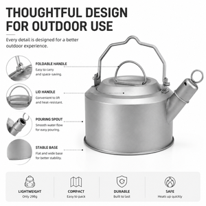 Bouilloire de camping en titane 1200 ml, légère et portable, pour la cuisson en extérieur, le thé et le café, idéale pour la randonnée et le trekking - Product Image 4