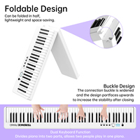 Piano Numérique Pliable TERENCE X88C 88 Touches, Clavier Semi-Lesté Portable avec Haut-parleurs & Bluetooth pour Débutants