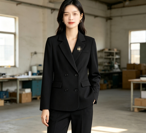 Dames Dubbelgeknoopte Kostuumset met Ingesneden Kraag <span class=keywords><strong>Blazer</strong></span> Broek Spandex/Polyester Anti-Kreuk 4 Kleuren <span class=keywords><strong>Plus</strong></span> <span class=keywords><strong>Size</strong></span> S-5XL Kantoor - Product Image 4