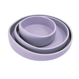 Ensemble de vaisselle pour bébé en silicone écologique, base à ventouse, 3 pièces, non toxique, sans BPA, passe au lave-vaisselle, assiettes d'alimentation pour tout-petits à motifs de dessins animés - Product Image 5