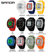 Reloj Digital para Estudiantes SANDA 2175, Esfera Tonneau, Correa de Silicona Multifunción, Deportivo, para Exteriores, a la Moda, Resistente al Agua, Reloj de Pulsera para Niños