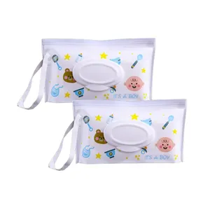 Plastic Travel Clamshell Portable Baby Wet Wipes Refillable Holder Reusable Wet Wipes Packaging Pouch Bags