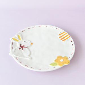 <strong>Stitch</strong> Embossed Bunny Porcelain Round <strong>Plate</strong> for Home Decoration and Easter Gift - Product Image 5