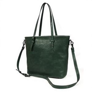 Sac fourre-tout en cuir véritable vert foncé pour femme, grand sac à main pour ordinateur portable, bandoulière unique, fermeture éclair, style chic, sacoche de bureau - Product Image 1