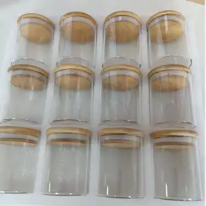 12 Pack Set Piccolo Ermetico Trasparente di Stoccaggio Vasetti di Vetro Contenitori Con Coperchi Per La Spezia Da Cucina di Bambù