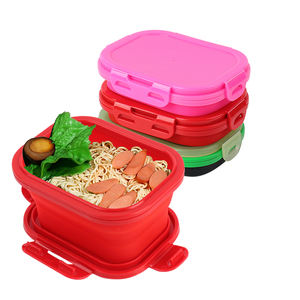 Spot wholesale silicone lunch box with removable compartment set travel box silicon folding lunch box